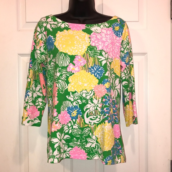 Lilly Pulitzer Tops - Lily Pulitzer Juliane Boatneck Hibiscus Top